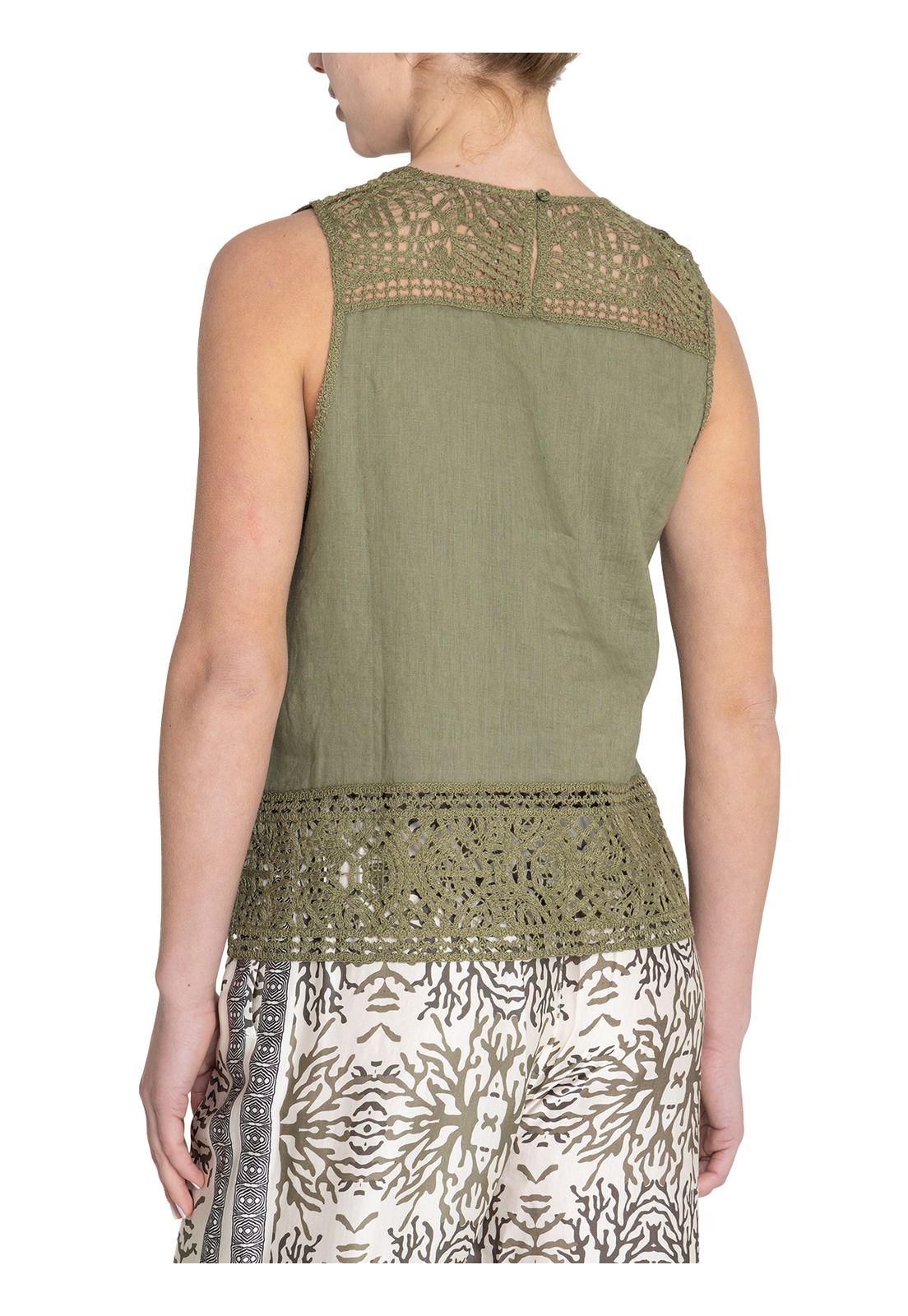Blusa Lino Orgánico Verde Mele Mujer -6