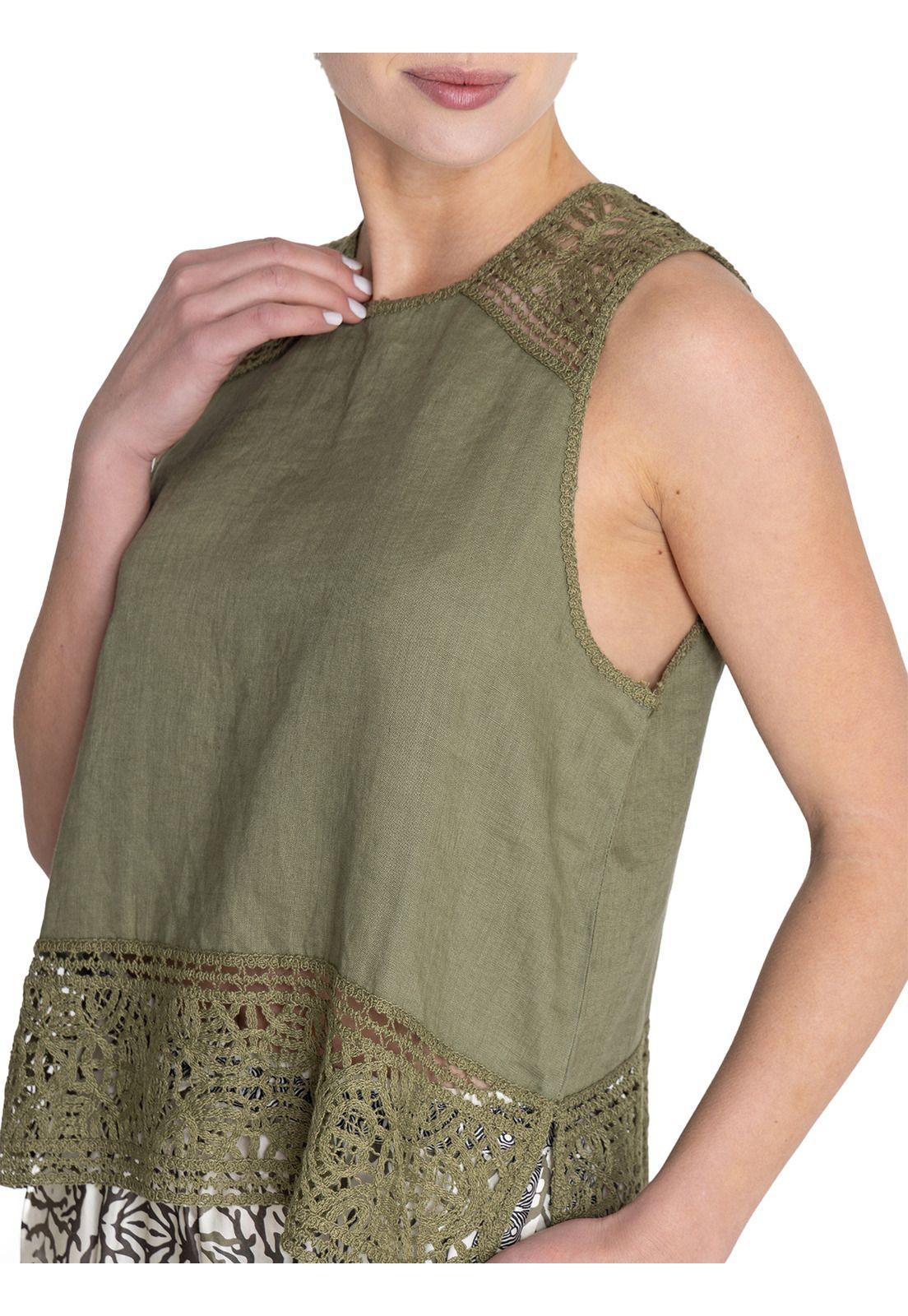 Blusa Lino Orgánico Verde Mele Mujer -7