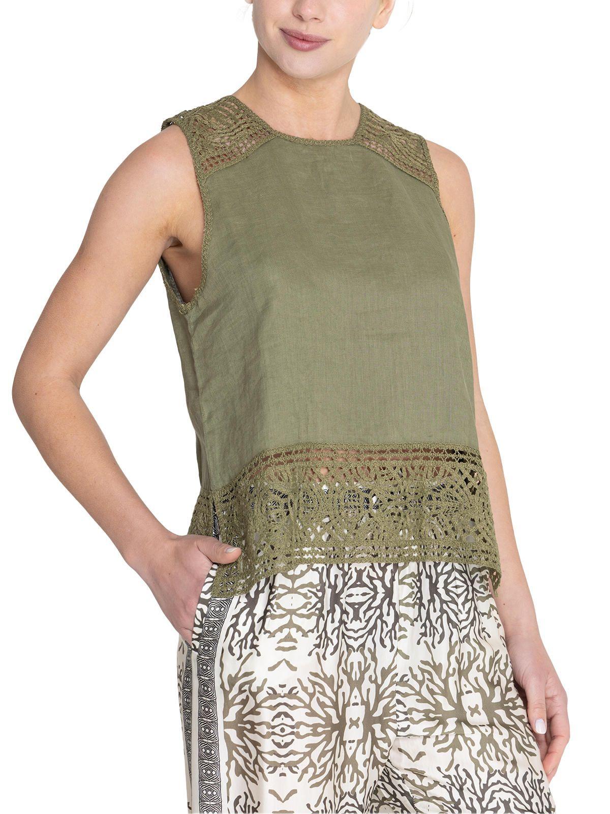 Blusa Lino Orgánico Verde Mele Mujer -4