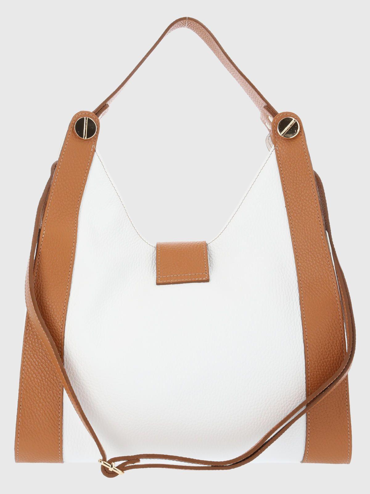 Cartera Italiana Cuero Giulia Hobo Blanco-2