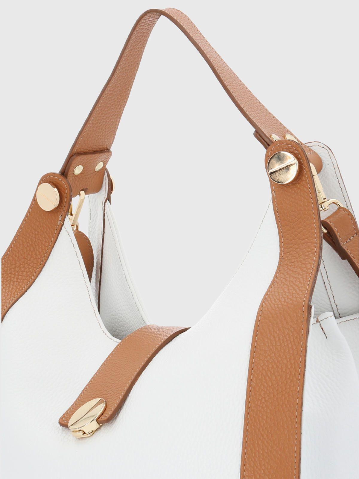 Cartera Italiana Cuero Giulia Hobo Blanco-3
