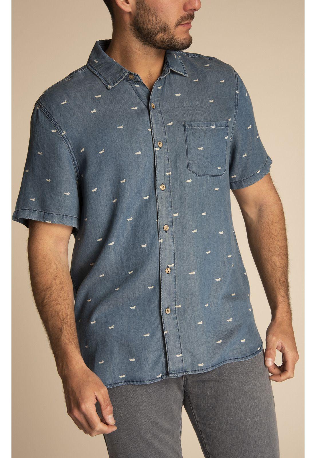 Camisa Tencel Hombre Denimprint Azul-5