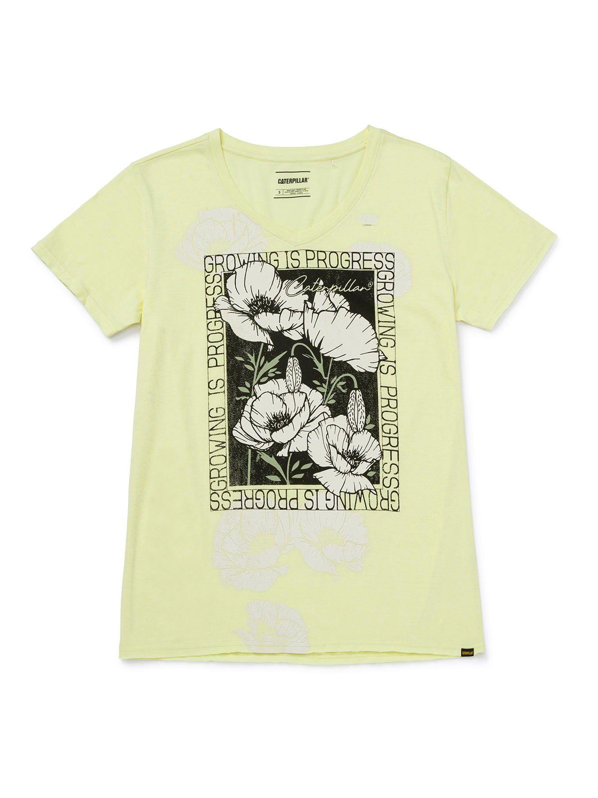 Polera Manga Corta Mujer W V-Neck Graphic3 Amarillo-0