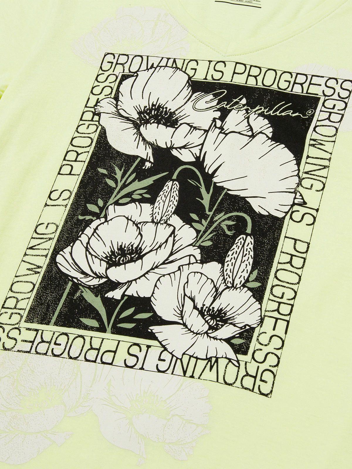 Polera Manga Corta Mujer W V-Neck Graphic3 Amarillo-3