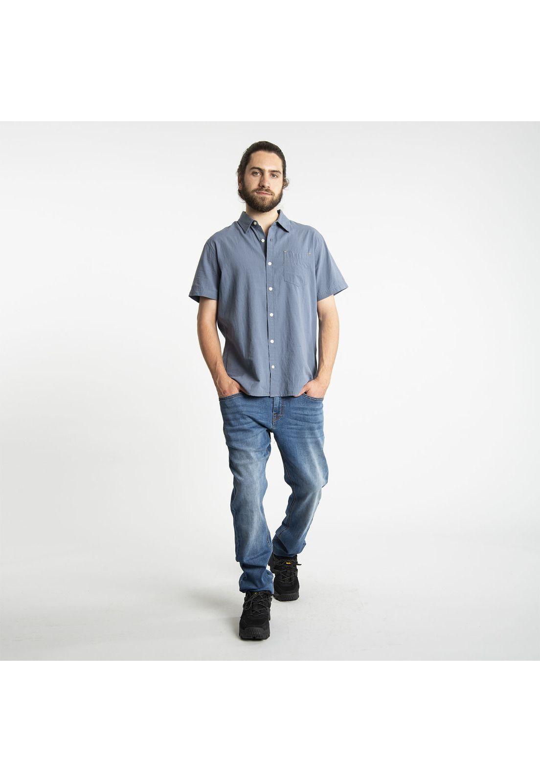 Camisa M/C Hombre Fields S/S Slub Azul-0