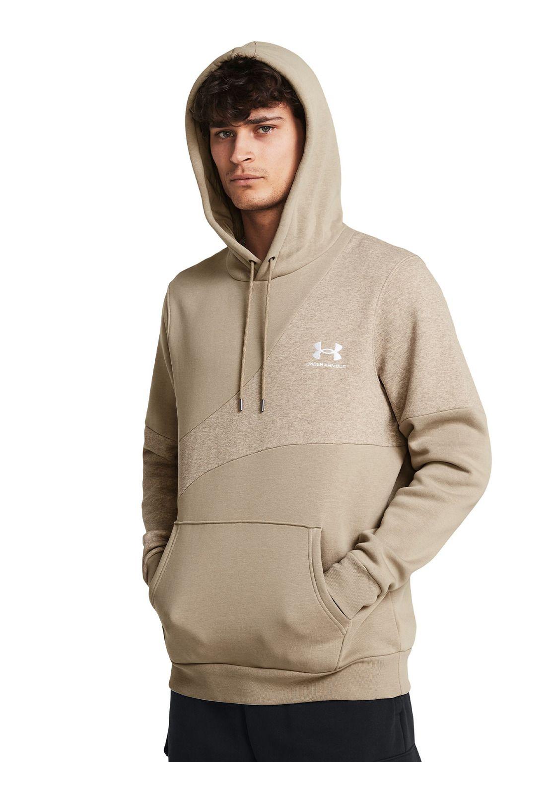 Polerón UA Icon Fleece Blocked Hombre Café-0