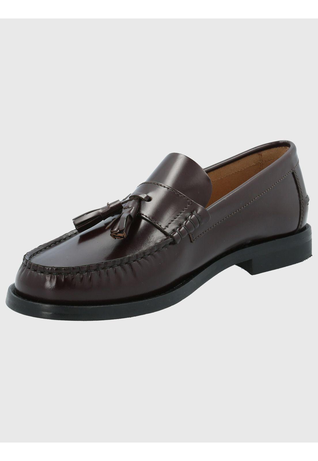 Mocasín Cuero Hombre Cerata Burdeo-4