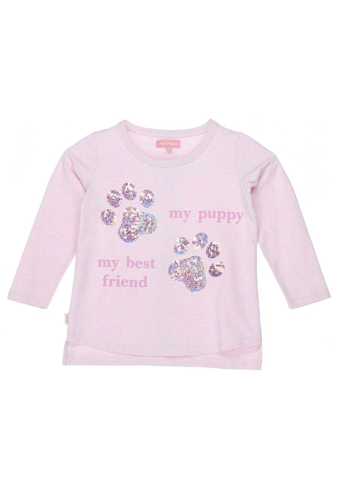 Polera Niña Brillos Rosada-0