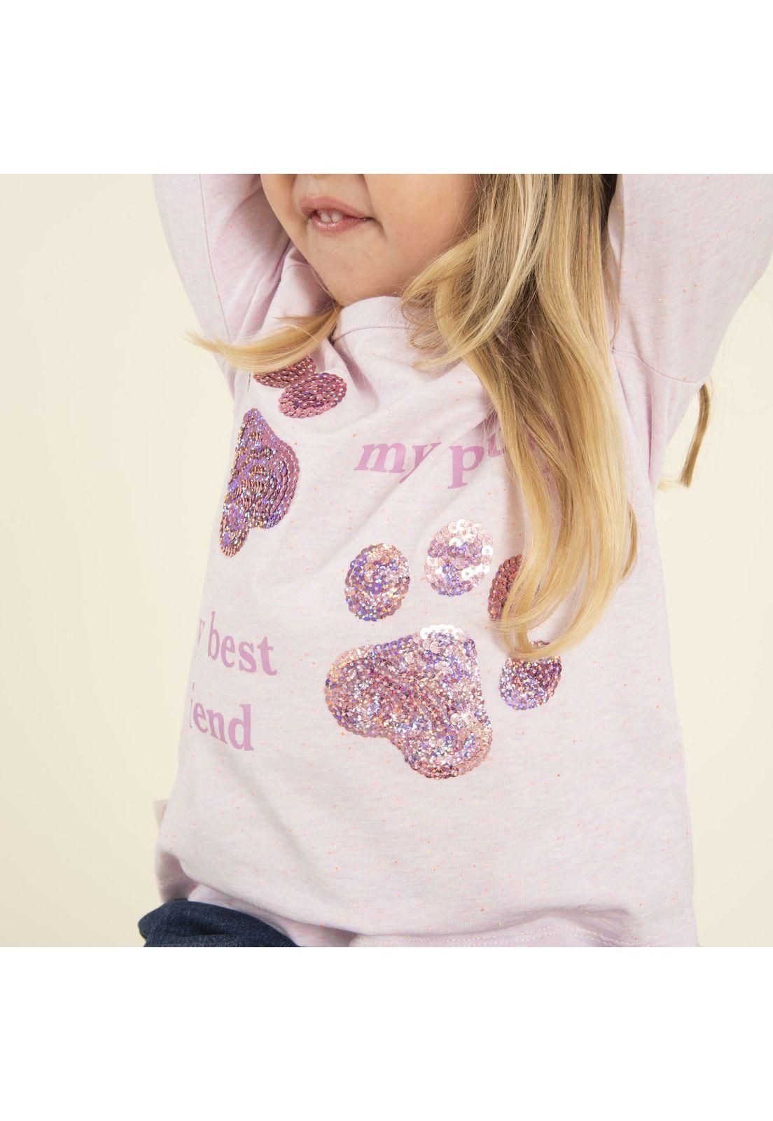 Polera Niña Brillos Rosada-1