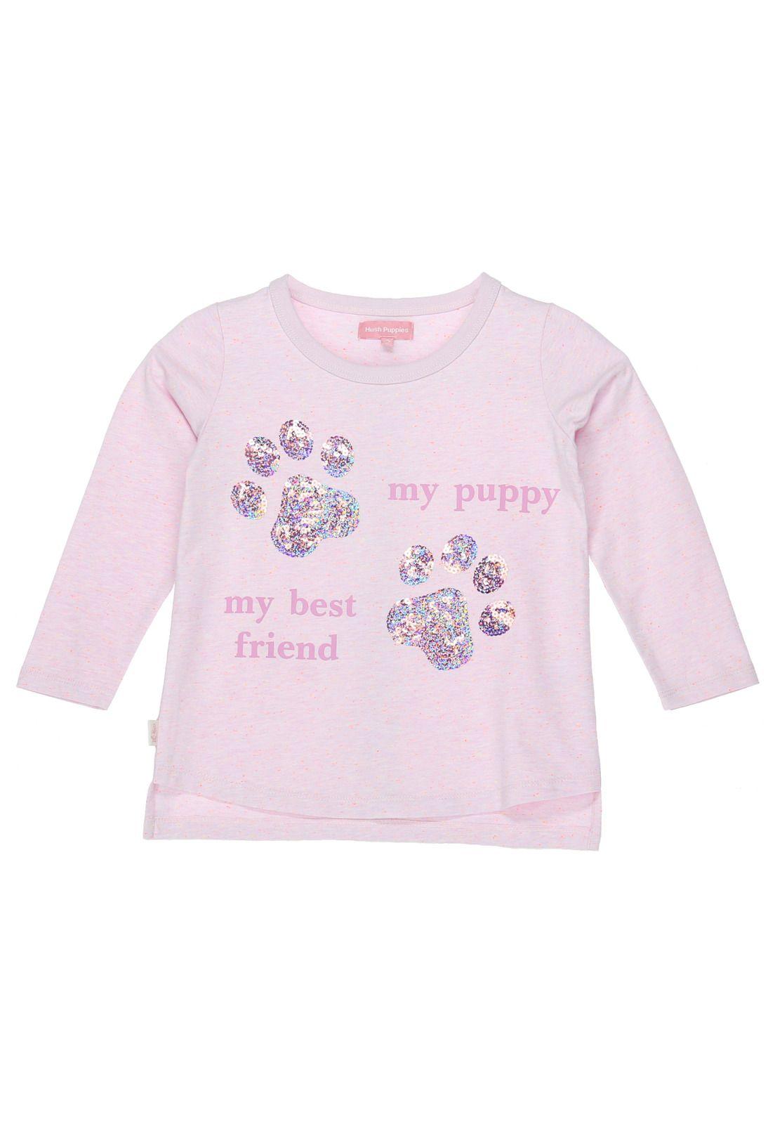 Polera Niña Brillos Rosada-3