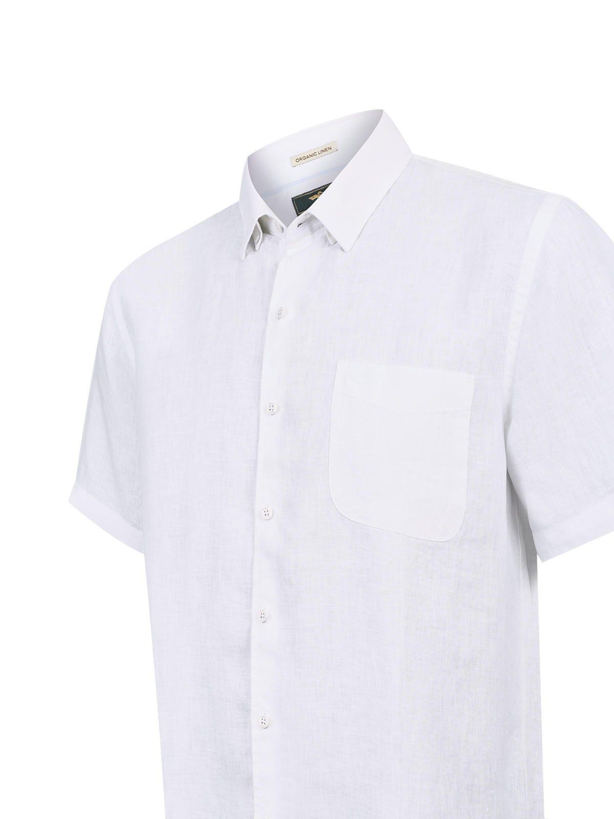 Camisa Lino Orgánico Hombre Linenshort Blanco-3