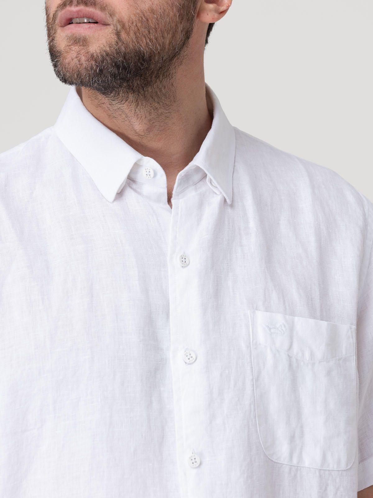 Camisa Lino Orgánico Hombre Linenshort Blanco-7