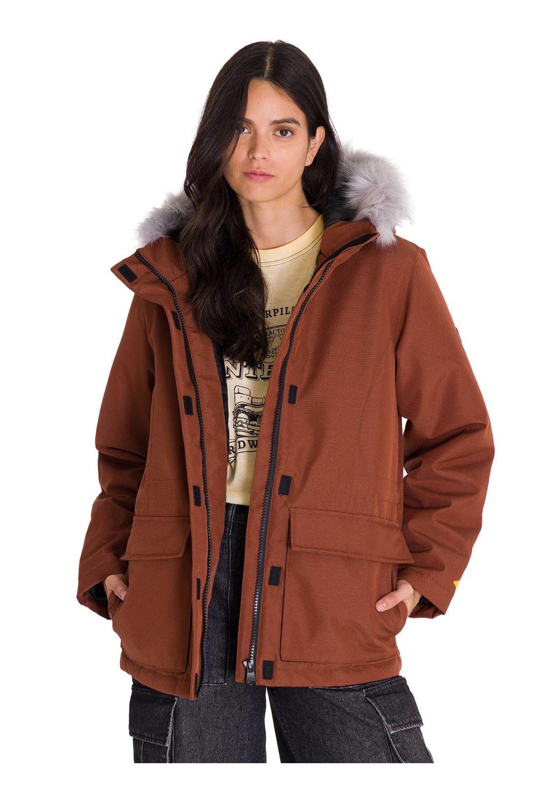 Chaqueta Mediumweight Faux Fur Mujer Terracota-0