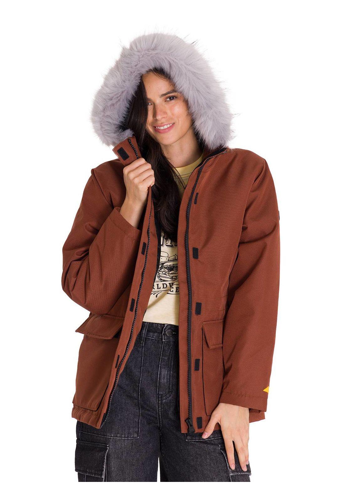 Chaqueta Mediumweight Faux Fur Mujer Terracota-1