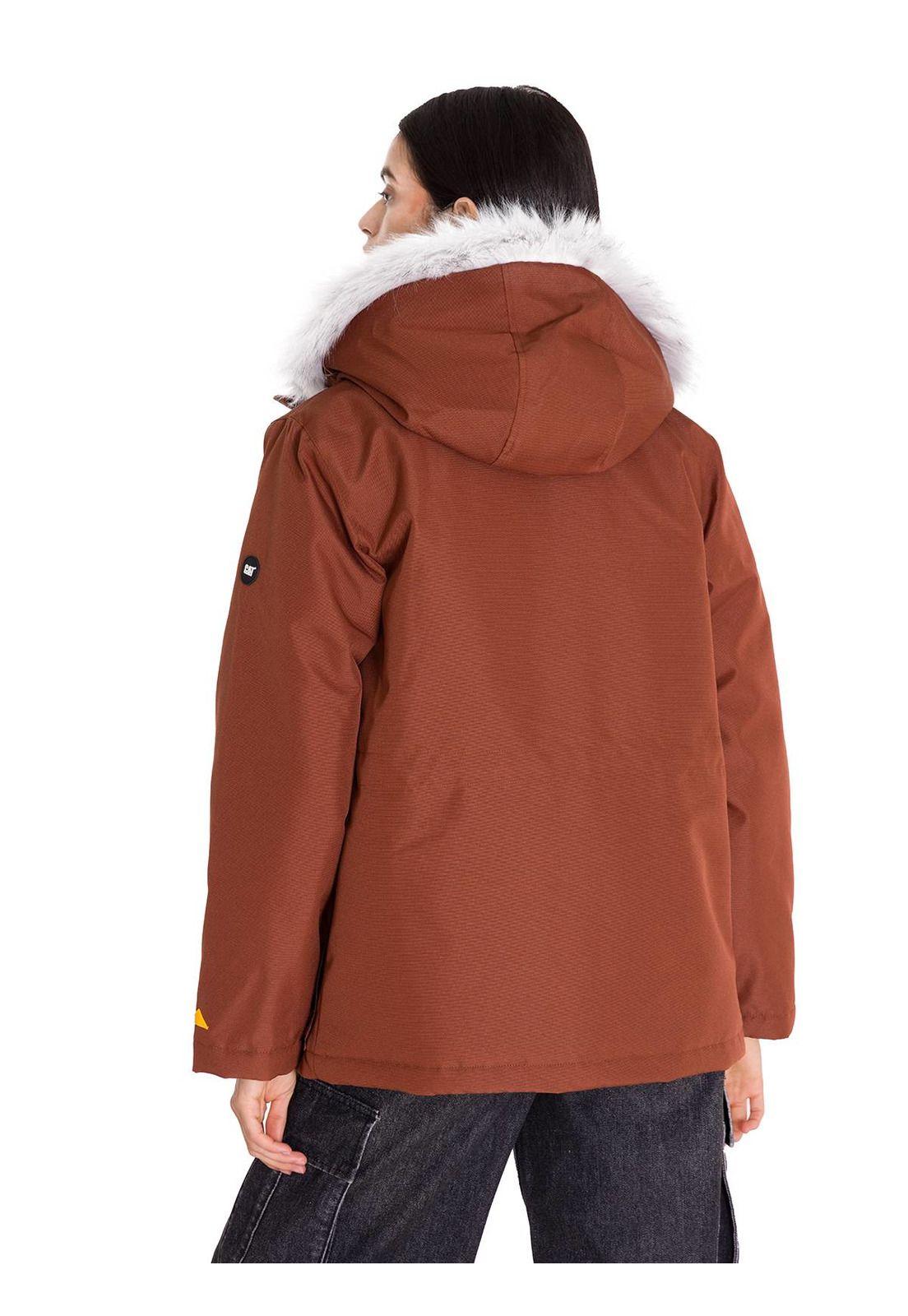 Chaqueta Mediumweight Faux Fur Mujer Terracota-3