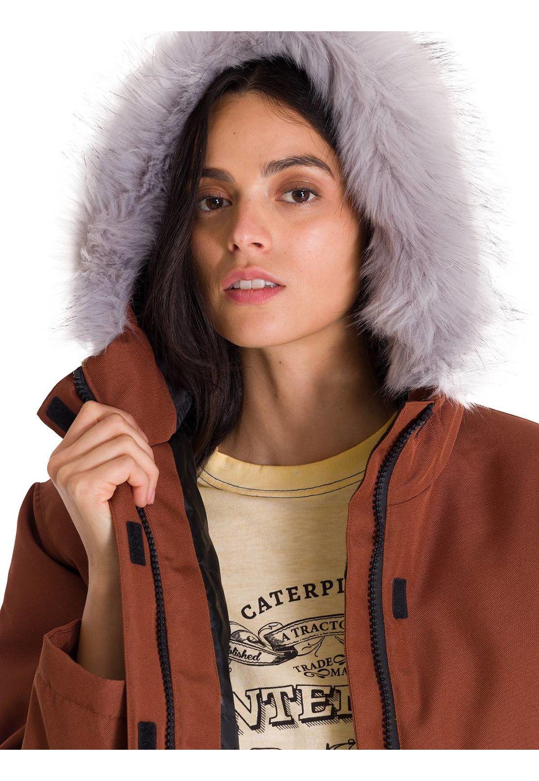 Chaqueta Mediumweight Faux Fur Mujer Terracota-7