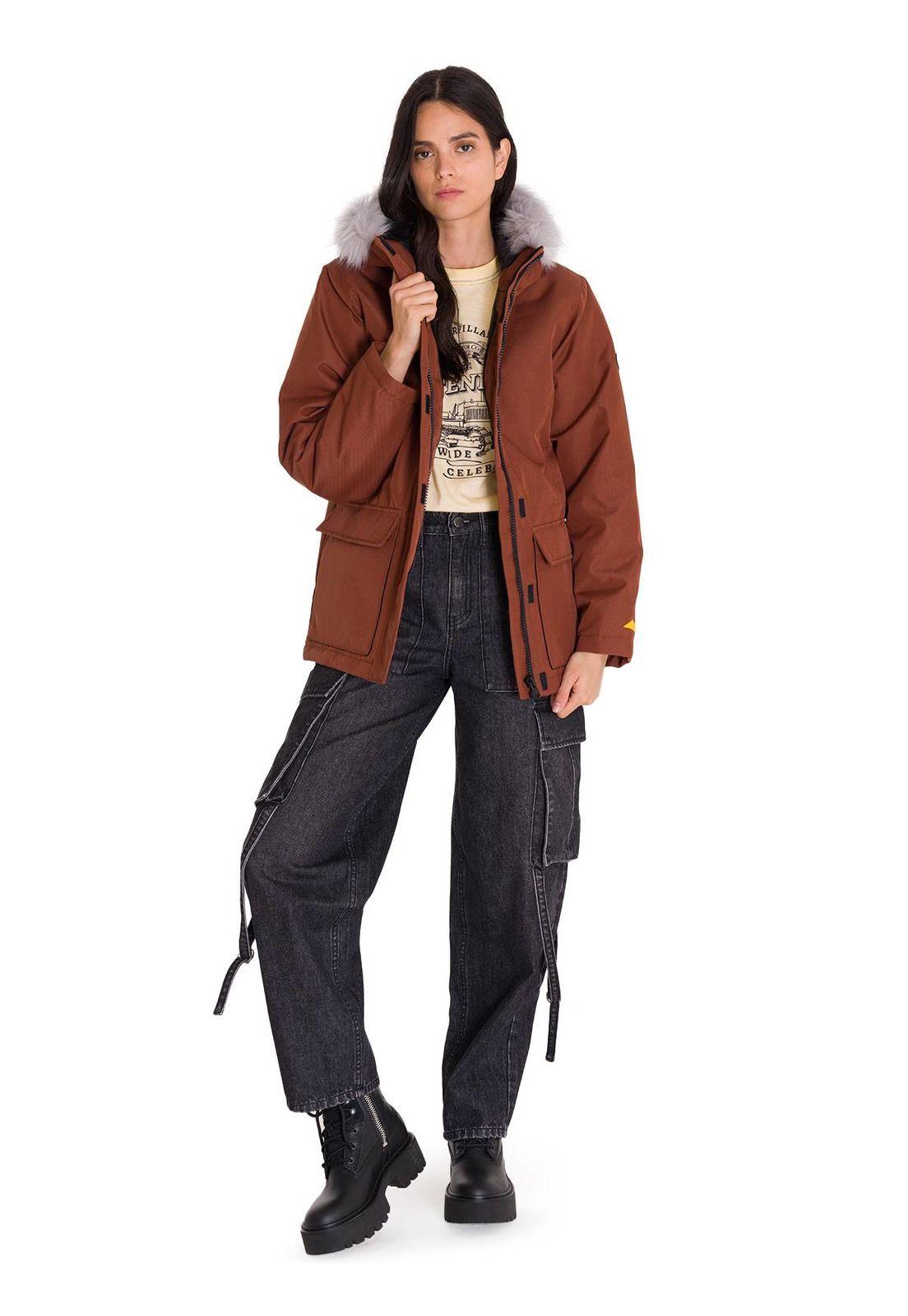 Chaqueta Mediumweight Faux Fur Mujer Terracota-8