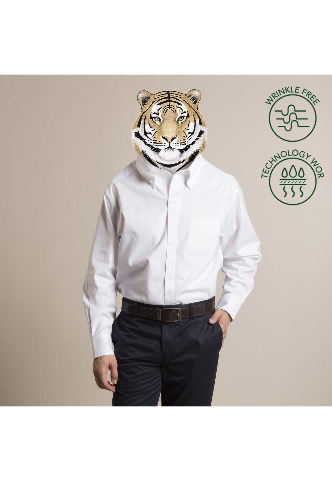 Camisa Libre De Arrugas Blanco Hombre-0