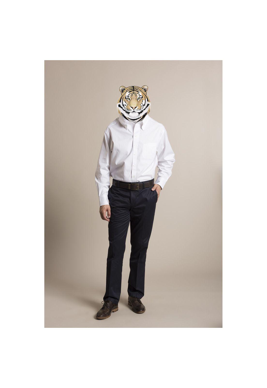 Camisa Libre De Arrugas Blanco Hombre-1