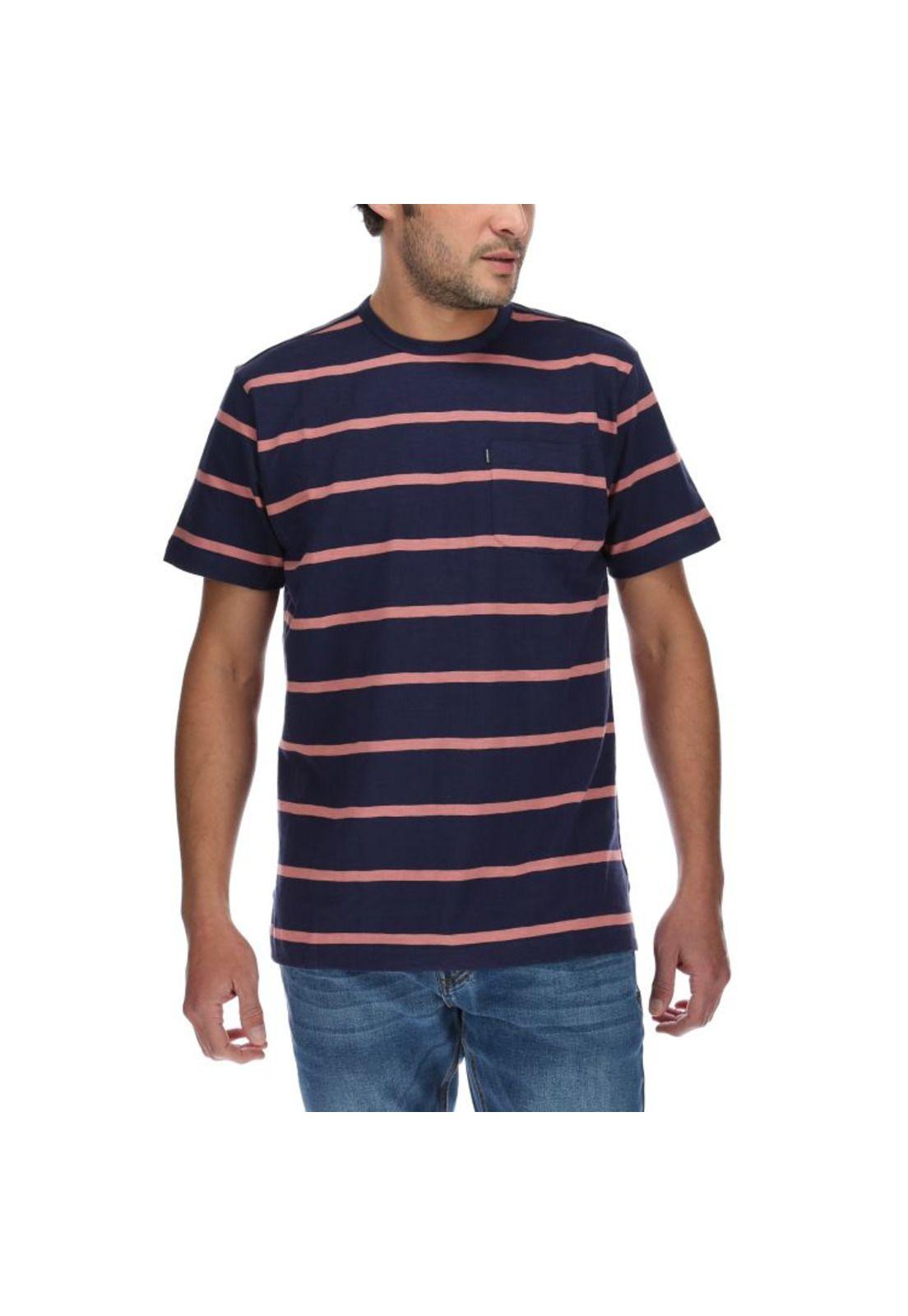Polera Mc Hombre Stripe Slub S/S Tee Azul-0