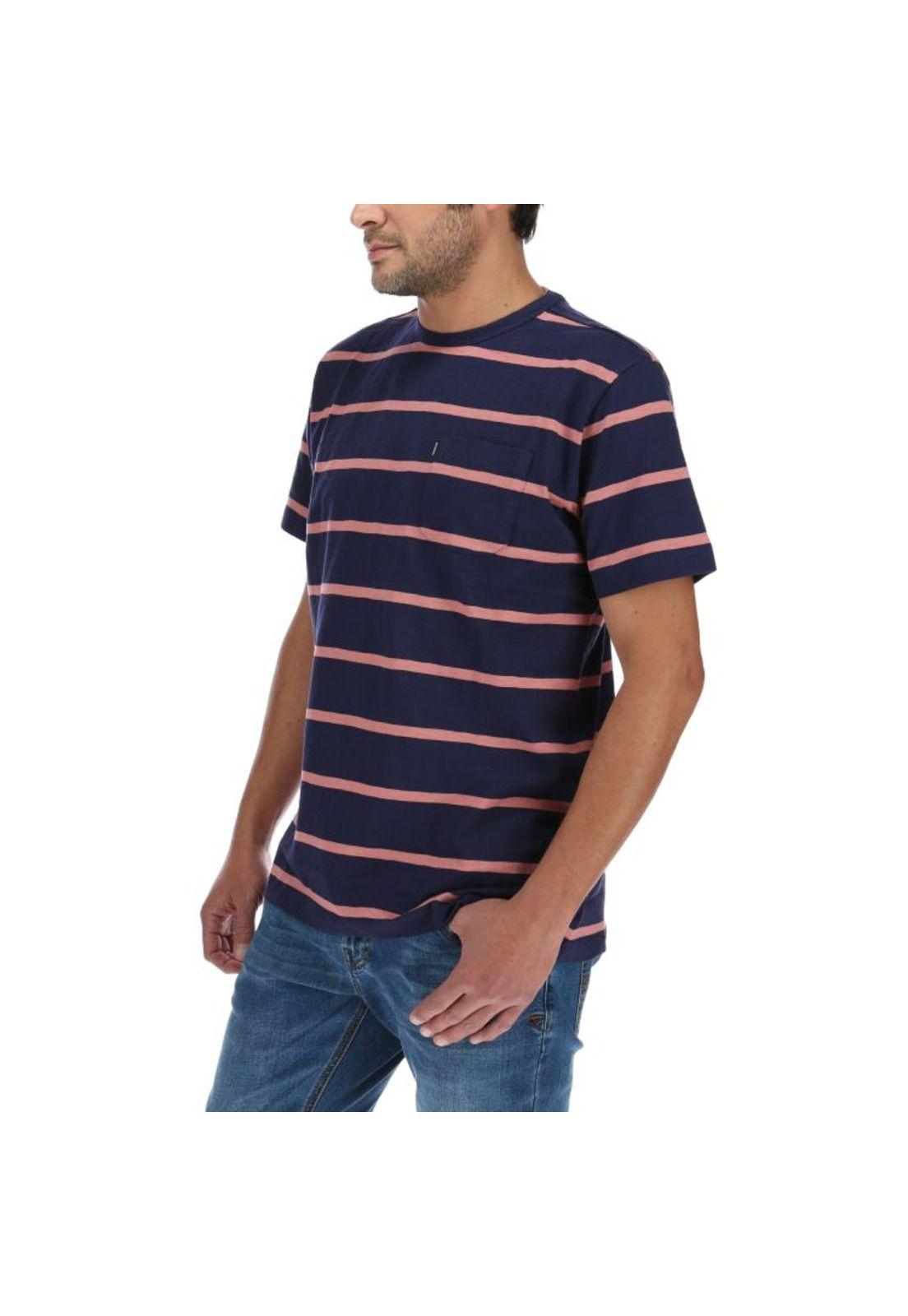 Polera Mc Hombre Stripe Slub S/S Tee Azul-1