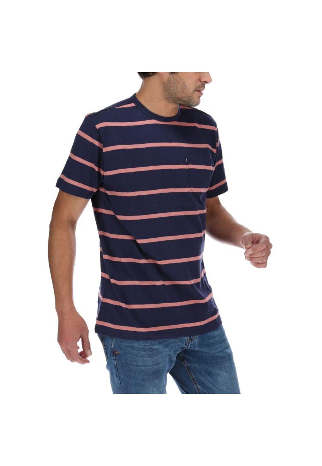Polera Mc Hombre Stripe Slub S/S Tee Azul-3