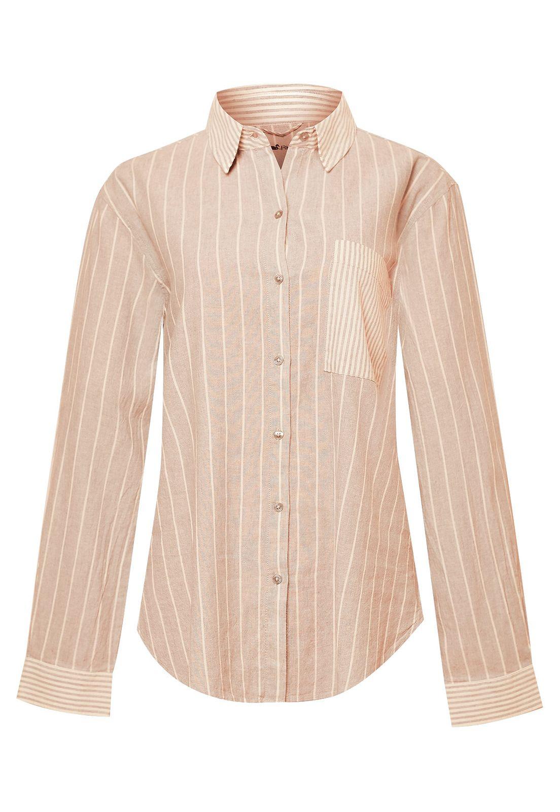 Blusa Lino Orgánico Mujer Lines Rosado -0