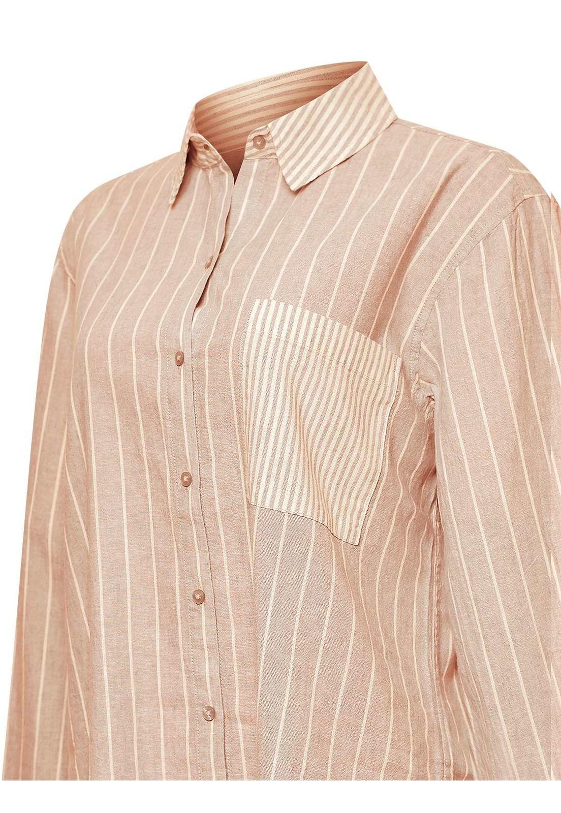 Blusa Lino Orgánico Mujer Lines Rosado -3
