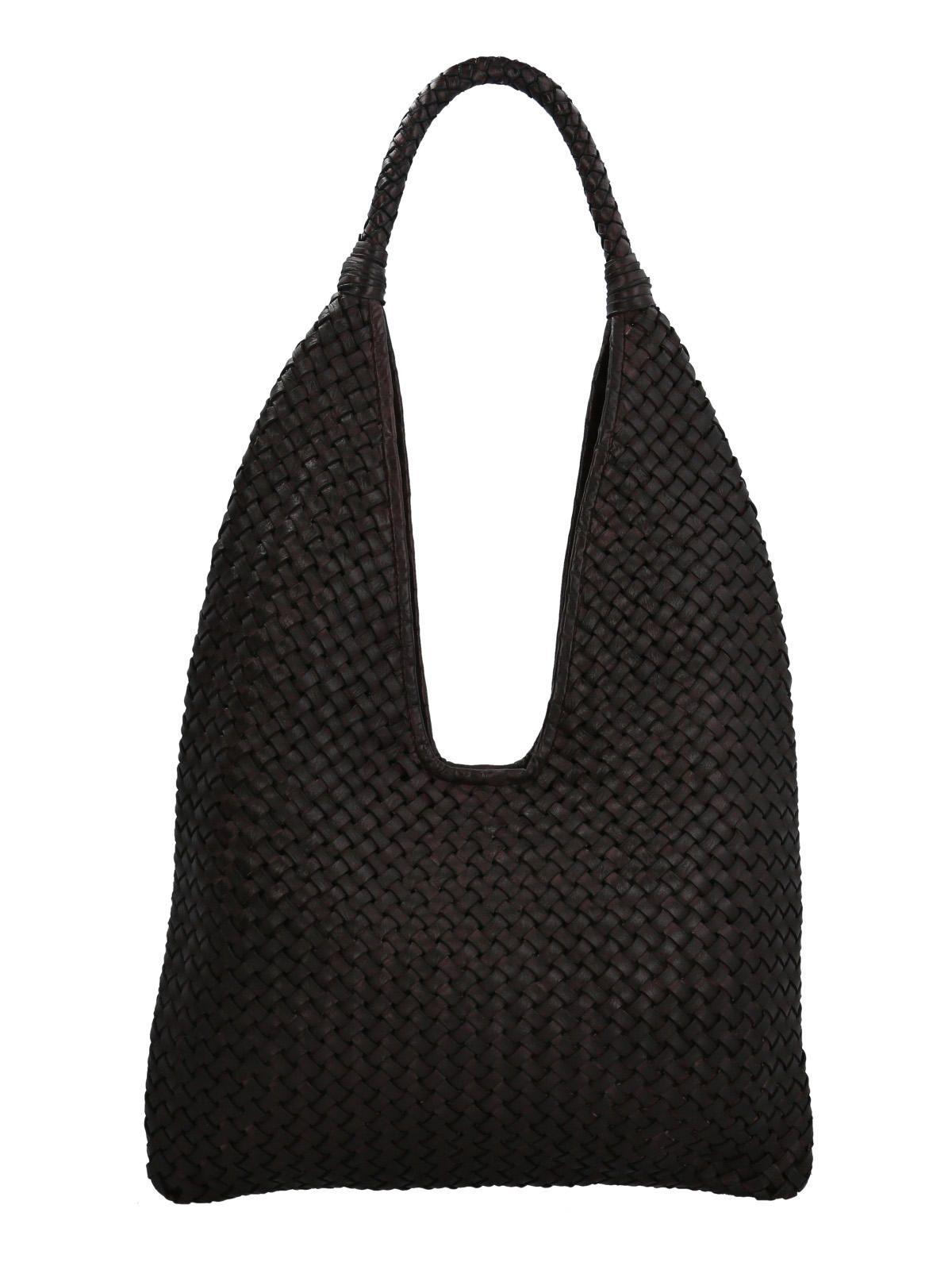 Cartera Cuero Mujer Ws Woven Hobo Café-2