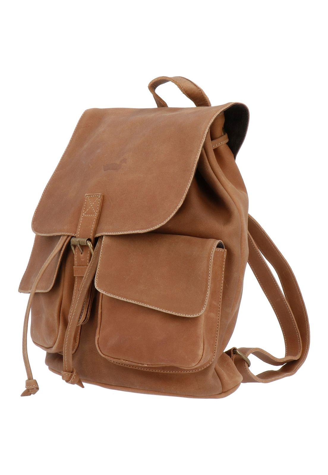 Mochila Cuero Mujer Rkf Backpack Café-1