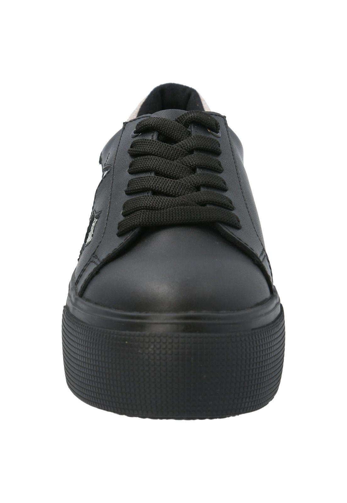 Zapatilla Cuero Niña Quens Negro-5
