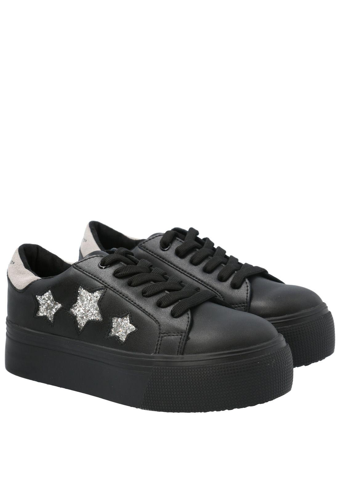 Zapatilla Cuero Niña Quens Negro-9