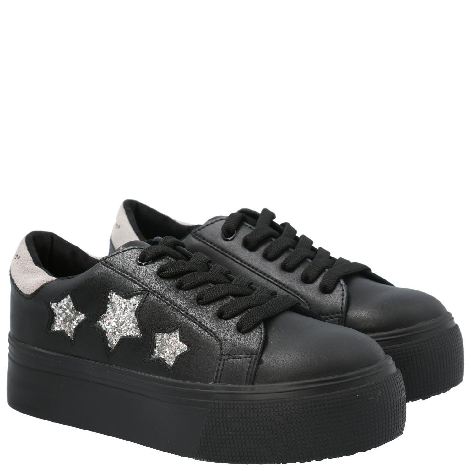 Zapatilla Cuero Niña Quens Negro-9