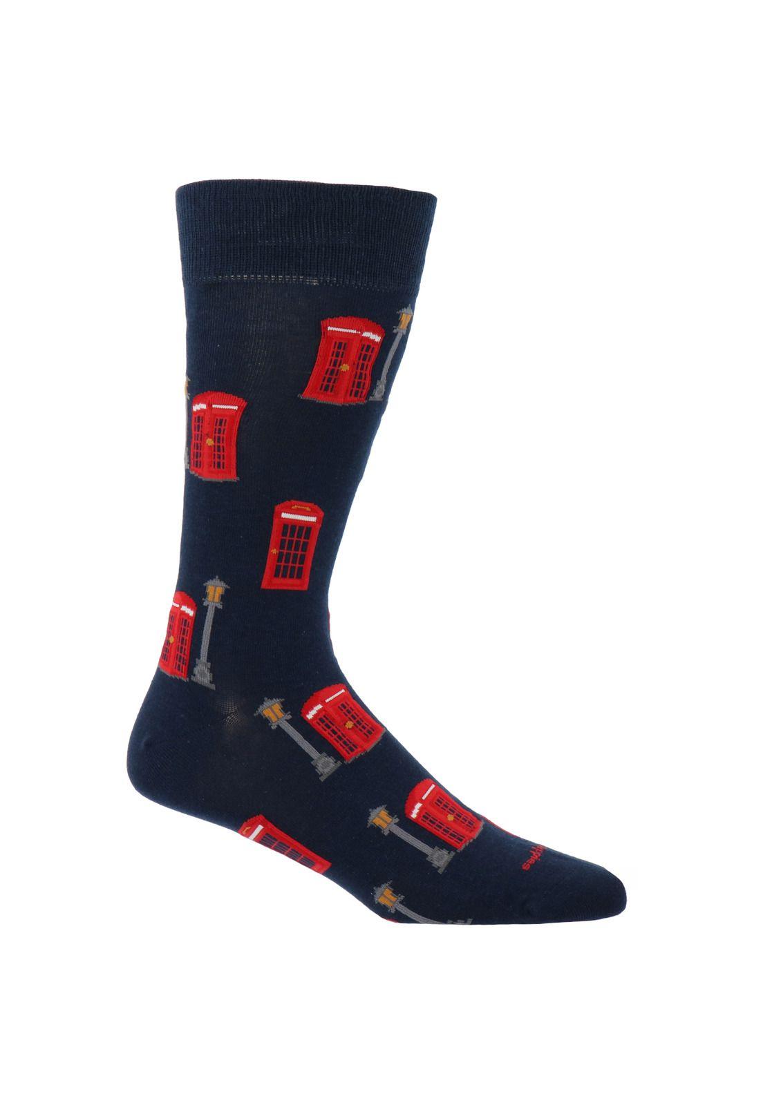 Calcetín Algodón London Phone Azul Hombre-0