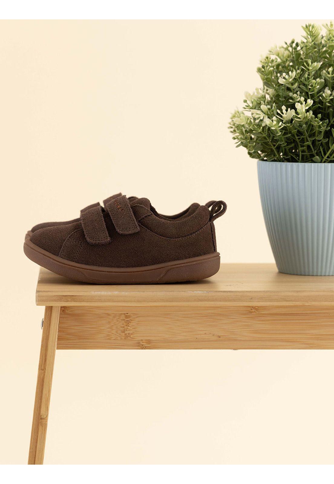 Zapatilla Cuero Hobart Niño Café-1