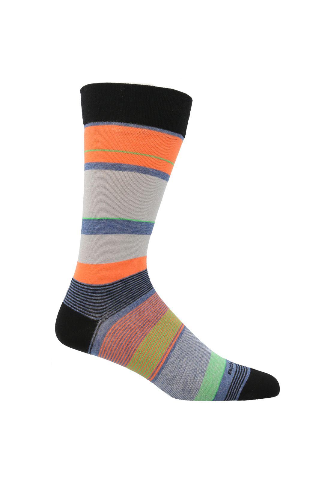 Calcetín Algodón Hombre Cuff Block Negro-0