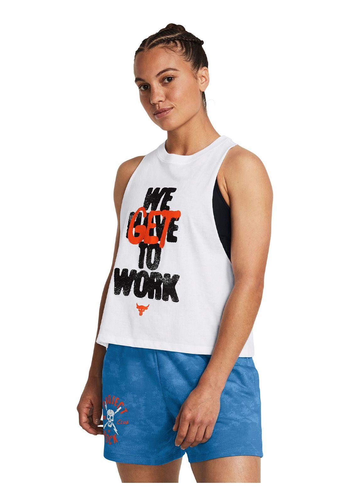 Polera sin manga Project Rock mujer Blanco-0