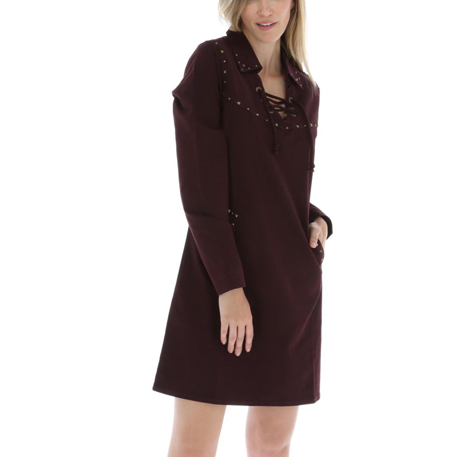 Vestido Algodón Tacha Burdeo Mujer-0