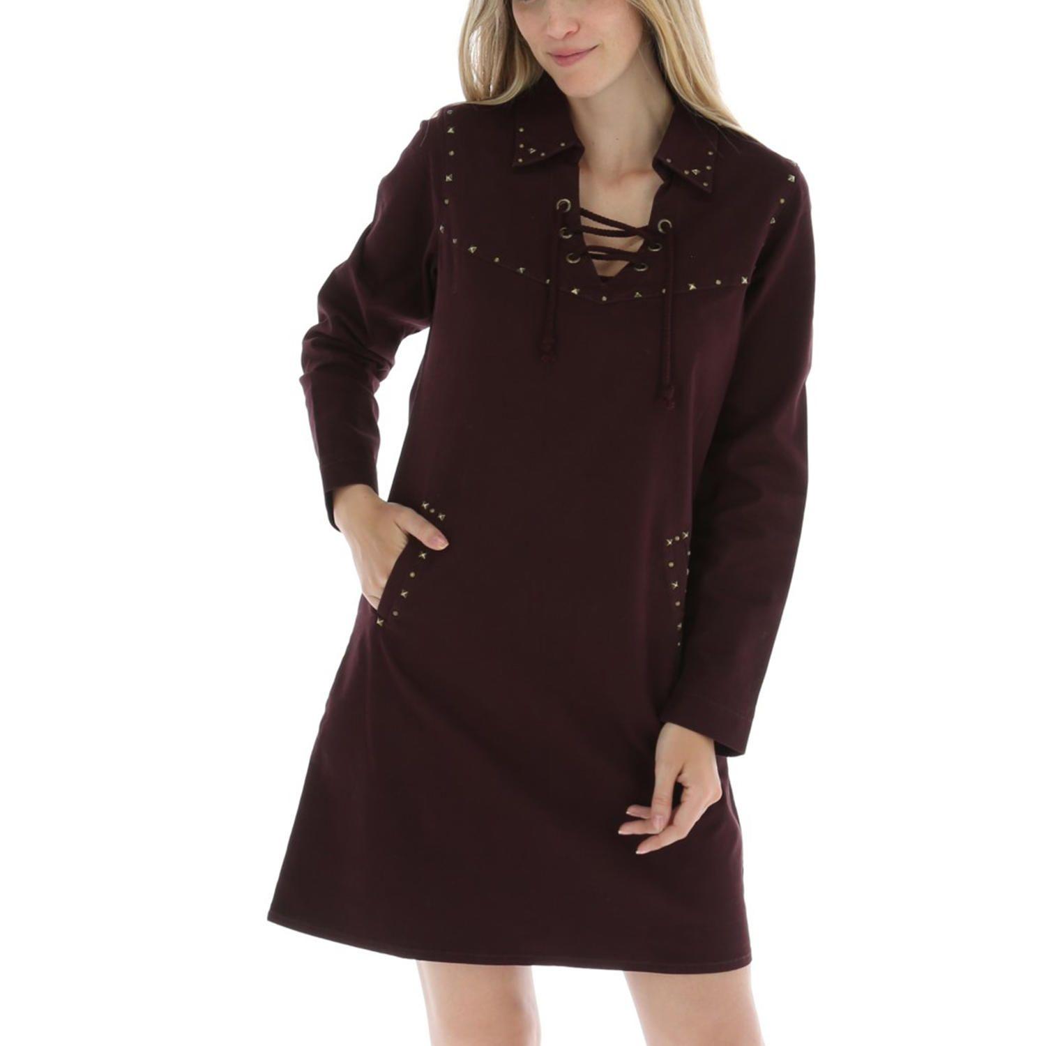 Vestido Algodón Tacha Burdeo Mujer-3