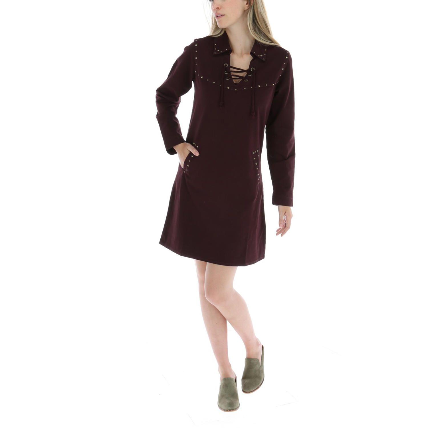 Vestido Algodón Tacha Burdeo Mujer-4