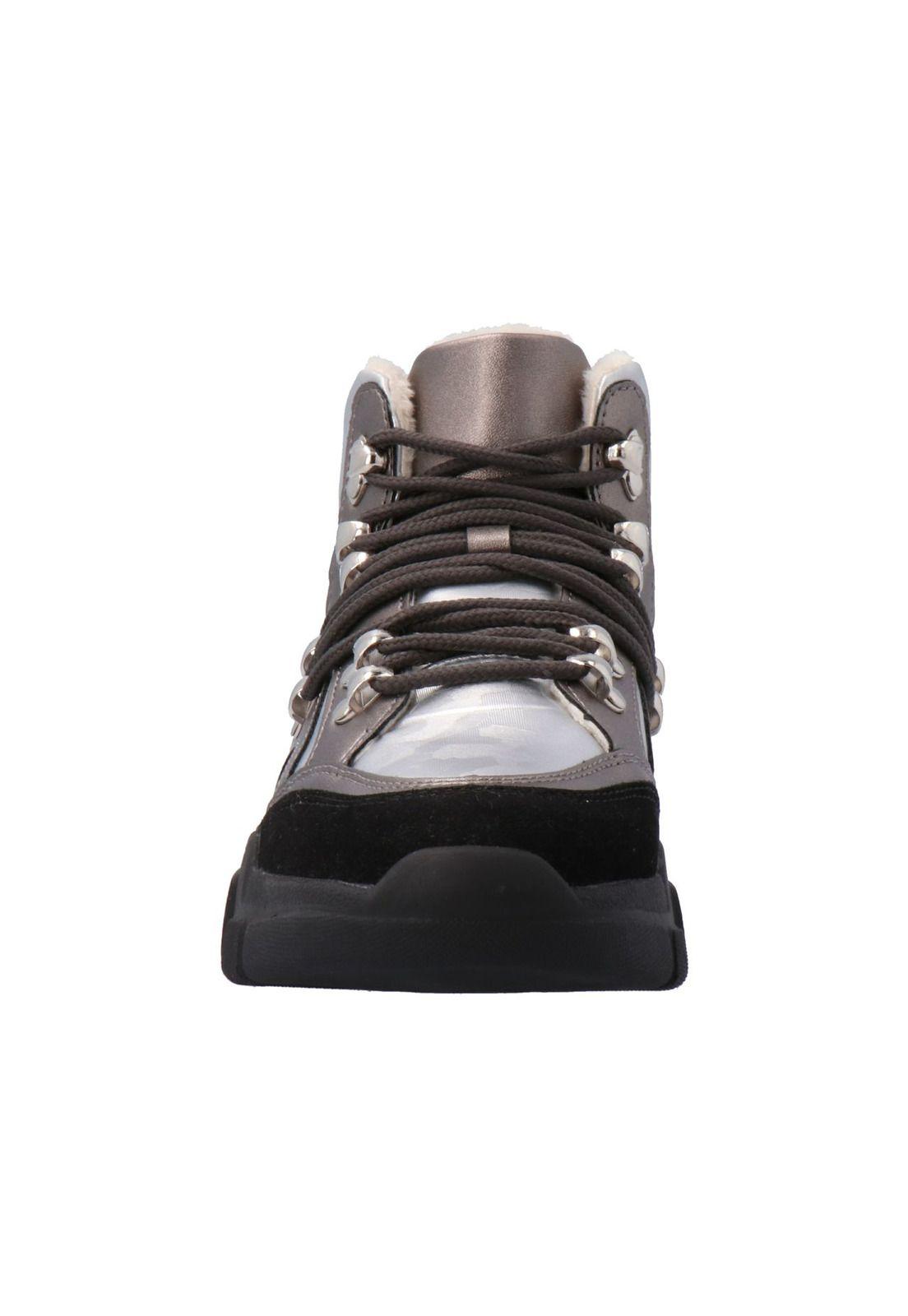 Botín Luciana Negro Plateado-2