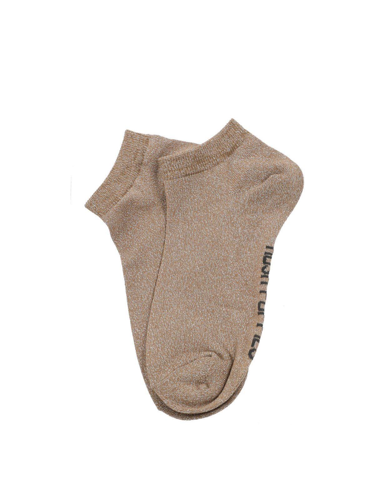 Calcetín Algodón Mujer Ped Lurex Taupe-2