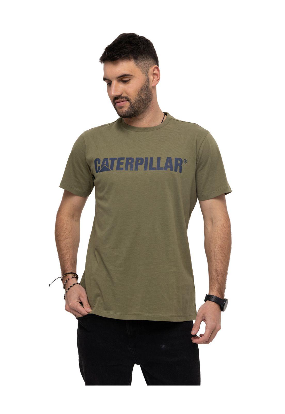 Polera manga corta Caterpillar Logo T Verde Hombre-0