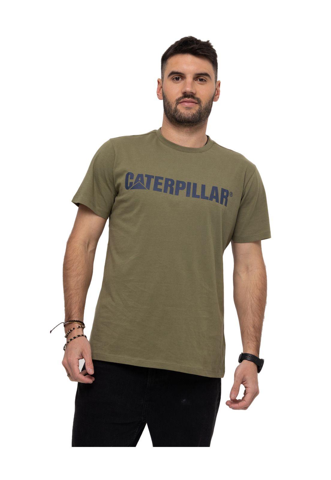 Polera manga corta Caterpillar Logo T Verde Hombre-1
