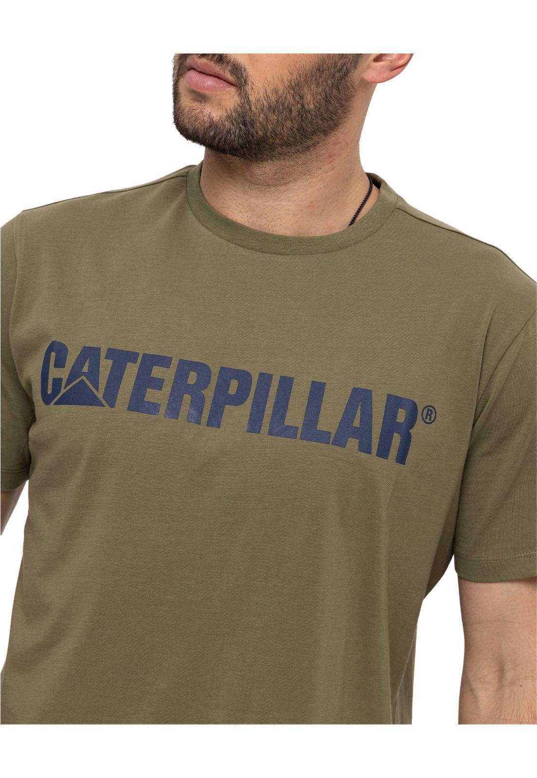 Polera manga corta Caterpillar Logo T Verde Hombre-3