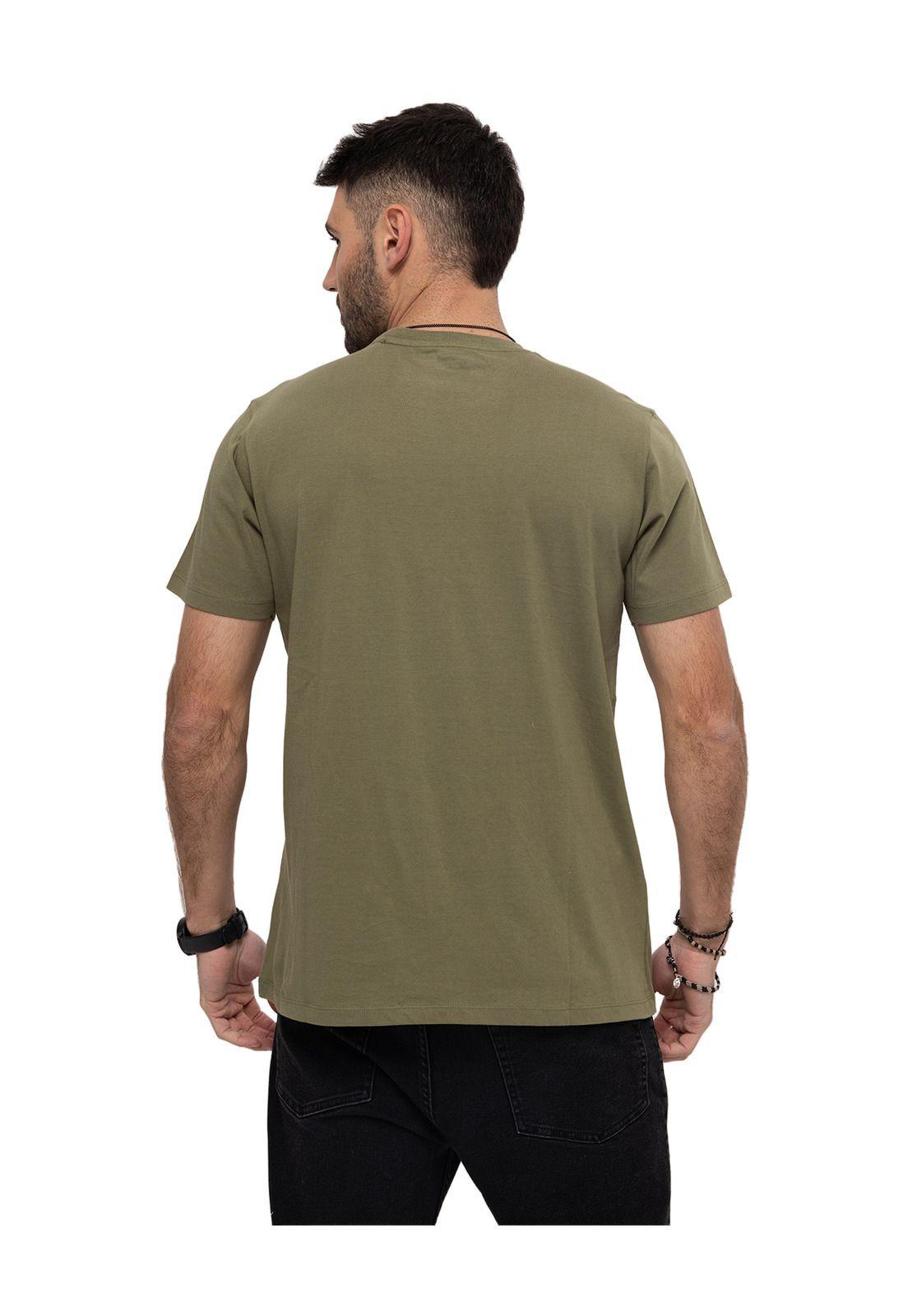 Polera manga corta Caterpillar Logo T Verde Hombre-4