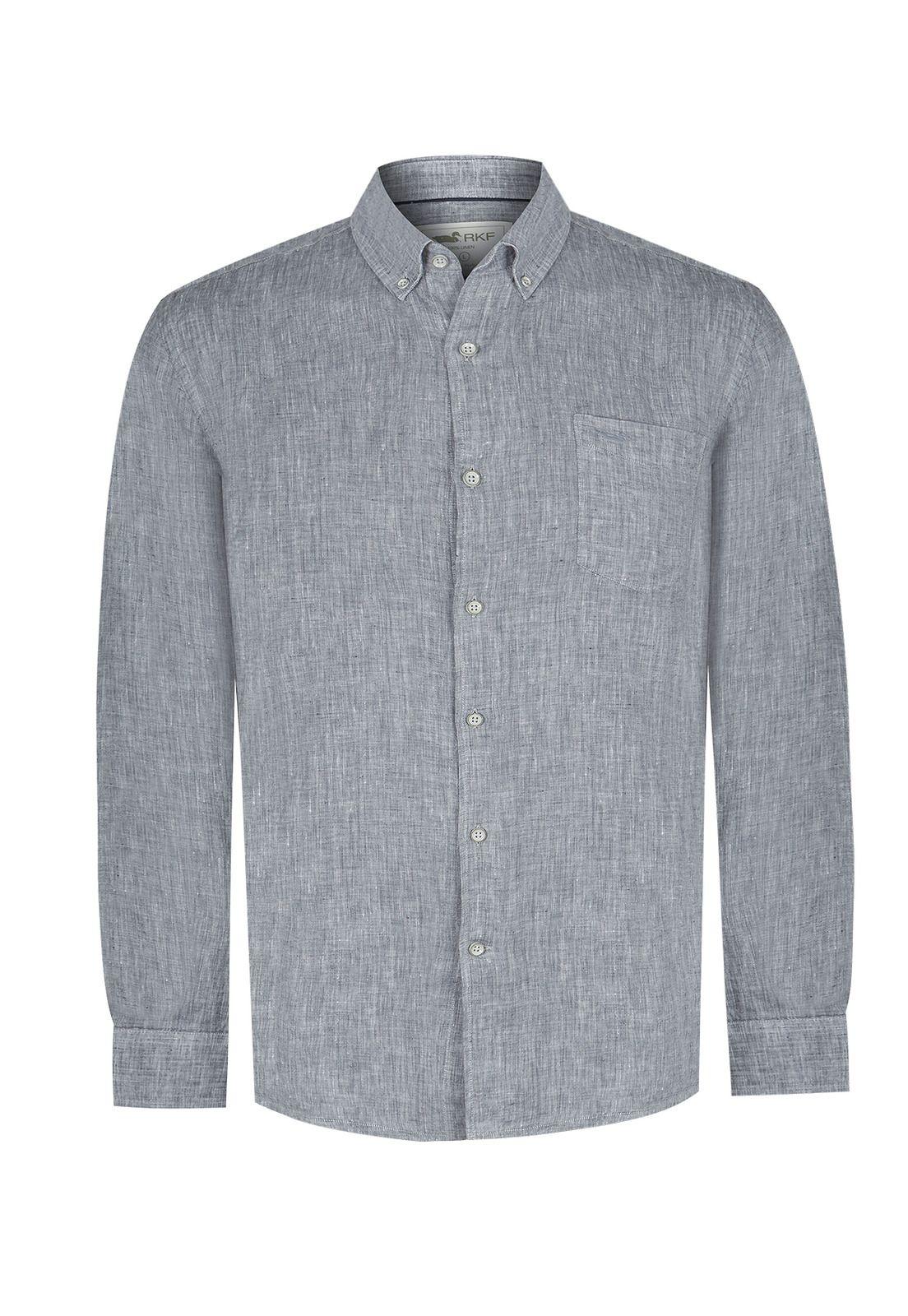 Camisa Lino Orgánico Gris Fantasy Hombre -0