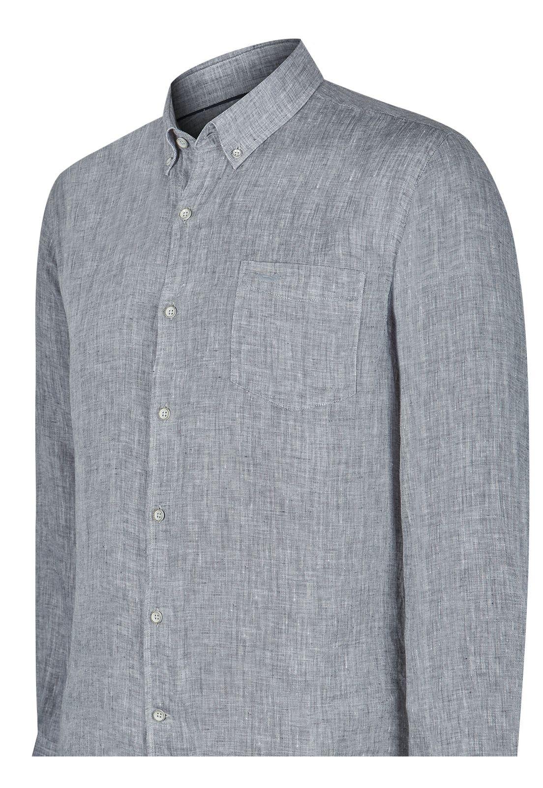 Camisa Lino Orgánico Gris Fantasy Hombre -3