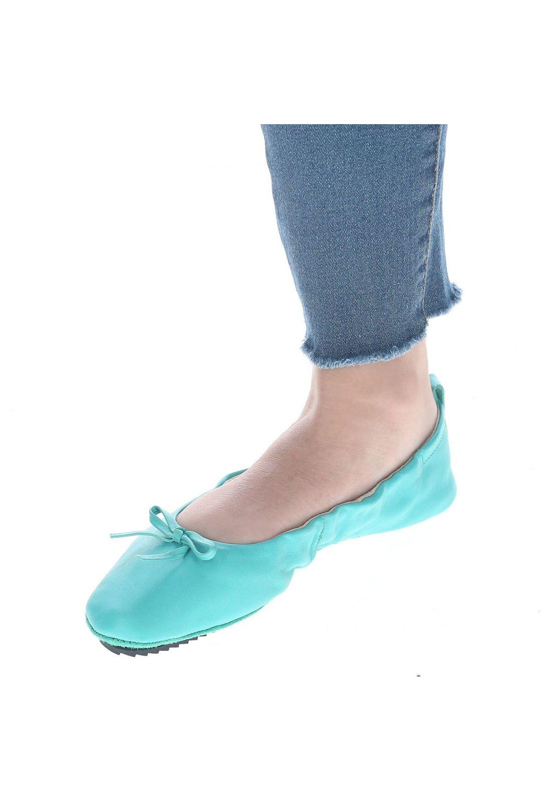 Ballerina Mujer Cuero Pocket Ballerina Menta-3