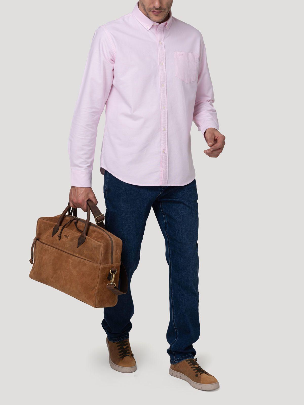 Camisa Algodón Hombre Oxford Rosado-7
